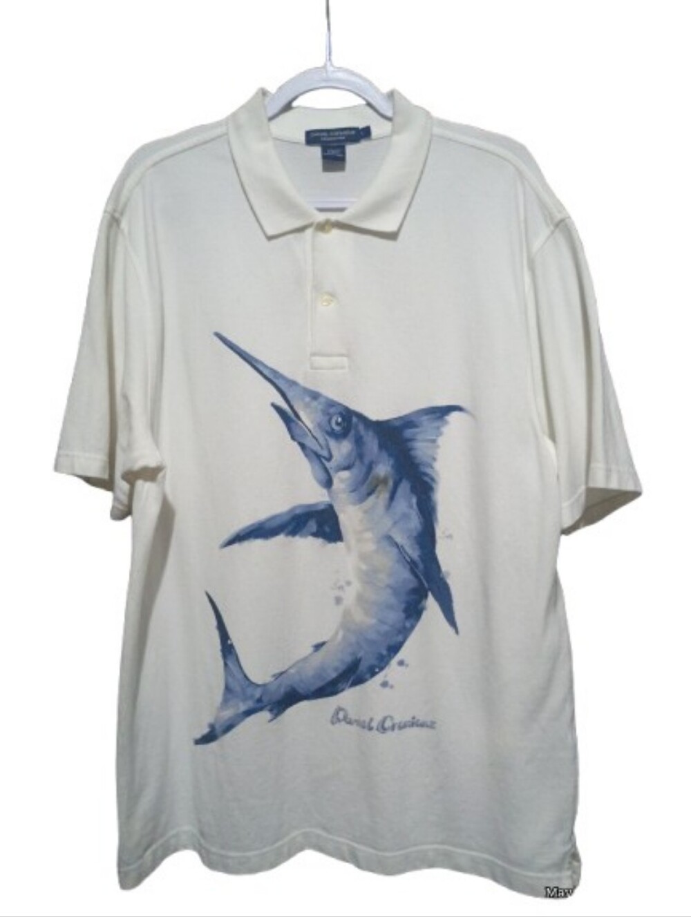 Daniel Cremieux Cream Polo with Blue Marlin Graphic